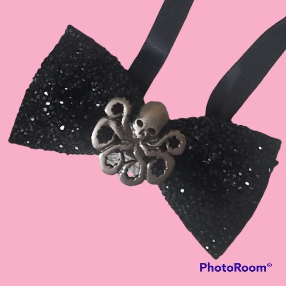 Steampunk octopus mens rhinestones bowtie wedding Halloween black bling groom - Picture 2 of 16